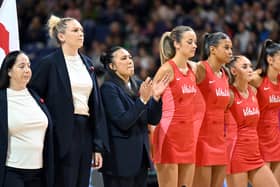 Liana Leota, centre clapping, and England Roses face New Zealand in Leeds on Saturday (Picture: Kai Schwoerer/Getty Images)