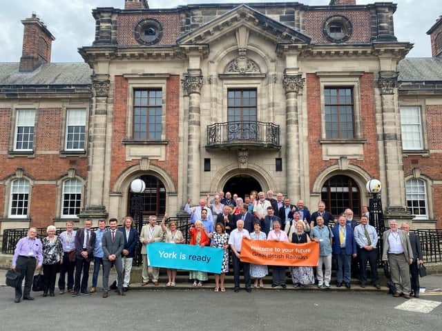 Cross-party collective show of support: councillors from the Conservatives, the Liberal Democrat and Liberal group, Independents, Labour and Greens all gathering to back York’s bid