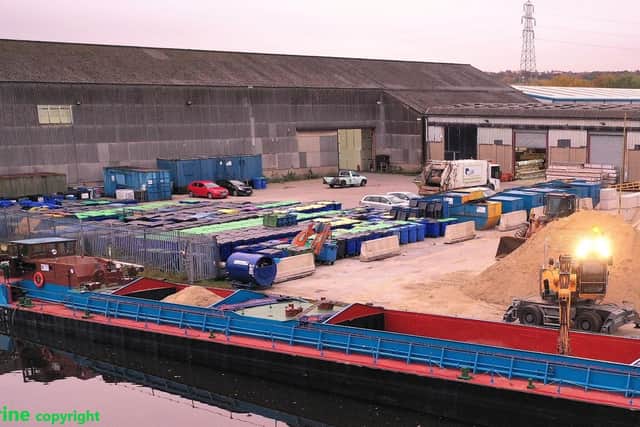 Knostrop Wahrf showing the tiny area allocated to AC Marine. To the left is the area leased to Lili Waste  which is used to store bins