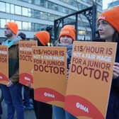 Junior doctors and members of the British Medical Association (BMA) on strike. PIC: Jonathan Brady/PA Wire