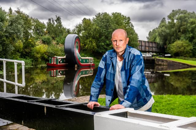 A large scale public art installation called 'The Looping Boat' by British artist Alex Chinneck that celebrates the history of Tinsley, Sheffield's historic waterways and industrial heritage. The Looping Boat takes the form of a 13-metre-long canal boat, whose body behaves in an extraordinary way, performing a six metre-high, gravity-defying, loop-the-loop. Picture: James Hardisty.