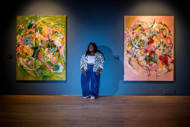Artist Michaela Yearwood-Dan with her latest work commissioned by York Art Gallery to go on display alongside Monet’s The Water-Lily Pond. Picture: Charlotte Graham