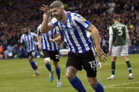 GAME-WINNER: Sheffield Wednesday's Callum Paterson wheels away to celebrate after scoring the game's only goal against League One title rivals Plymouth Argyle, the owls replacing the visitors at top of the standings.
Steve Ellis