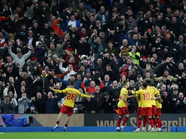 EQUALISER: Sheffield United players celebrate Adam Webster's own goal