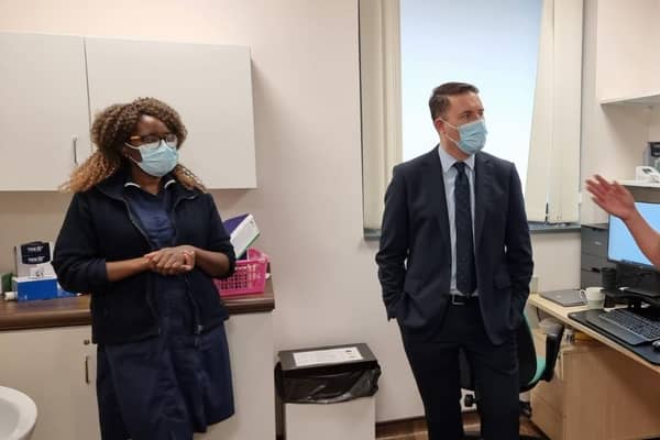 Wes Streeting meeting health professionals at a Sheffield GP Surgery
