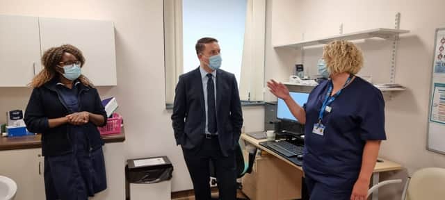 Wes Streeting meeting health professionals at a Sheffield GP Surgery