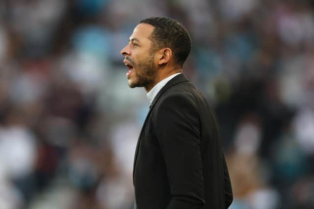 DERBY, ENGLAND - AUGUST 23: Liam Rosenior, manager of  Derby County looks on during the Carabao Cup Second Round match between Derby County and West Bromwich Albion at Pride Park Stadium on August 23, 2022 in Derby, England. (Photo by Matthew Lewis/Getty Images)
