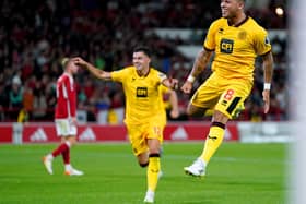 DEBUT GOAL: Sheffield United's Gustavo Hamer celebrates his stunning strike
