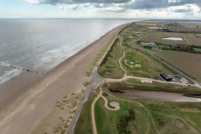 National Trust of the new wetlands at Sandilands on the Lincolnshire coast. The former golf course that has been transformed into a wetland habitat to support a myriad of bird species is set to open, the National Trust has announced. The public will be able to visit Sandilands - a new 20-hectare nature reserve north of Skegness, from Saturday. Issue date: Friday September 25, 2026.