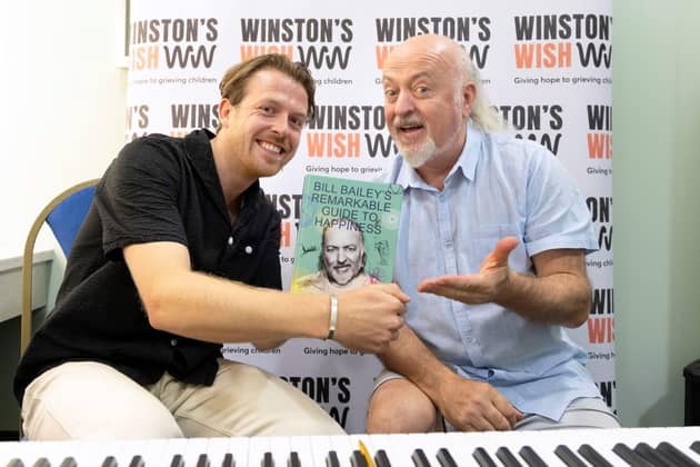Angus Goldsmith with Bill Bailey. Credit: Thousand Word Media.