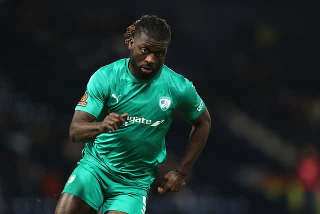 WEST BROMWICH, ENGLAND - JANUARY 17: Kabongo Tshimanga of Chesterfield during the Emirates FA Cup Third Round Replay match between West Bromwich Albion and Chesterfield at The Hawthorns on January 17, 2023 in West Bromwich, England. (Photo by Catherine Ivill/Getty Images)
