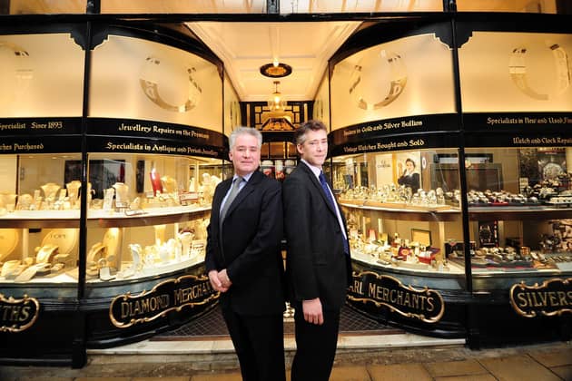 Robert Ogden (right) with his brother Ben outside Ogden of Harrogate jewellers. (Picture by Simon Hulme/National World)