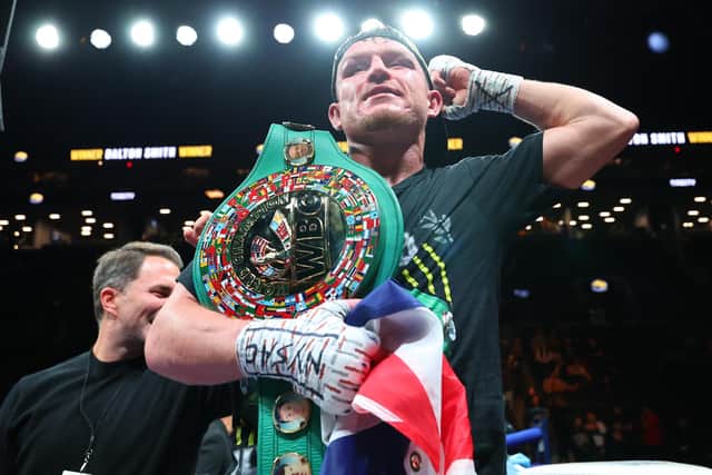 Dalton Smith celebrates his TKO win over Subriel Matias to win the WBC super lightweight championship at Barclays Center on January 10, 2026 in the Brooklyn borough of New York City. (Picture: Ed Mulholland/Getty Images)