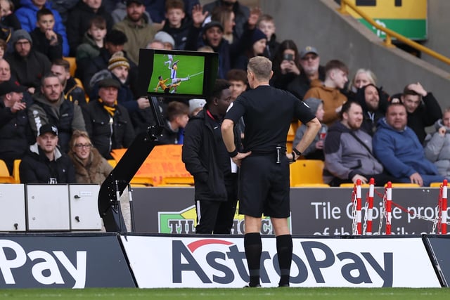 The Seagulls have had one call in their favour but four against. The most recent overturn was when VAR spotted a handball by Lewis Dunk against Wolves, as Brighton won the game 3-2.