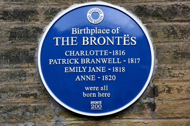 Village Feature Thornton Village, Bradford. 74 Market Street, Thornton. The Birthplace of the Brontes. The plaque was unveiled in 2021. Picture taken by Yorkshire Post Photographer Simon Hulme.