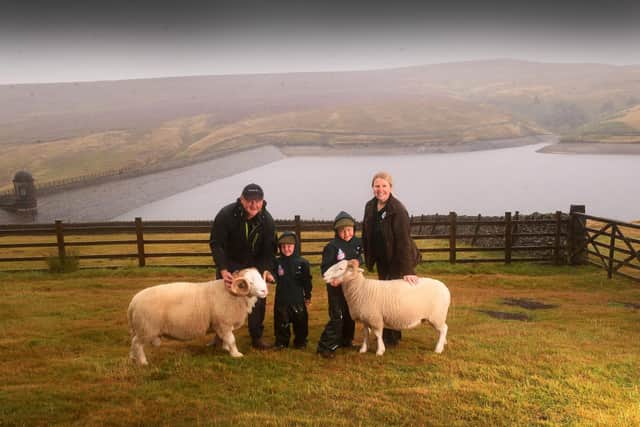 Richard Smith, with his wife Stacey and sons Thomas, eight, and Oliver, four, at Windleden Farm, Dunford Bridge. Richard farms on 4500 acres moorland and has 250 acres in-bye (his own land) and has 1,200 ewes spread across various breeds including Swaledales, Mules, Texels and Whitefaced Woodlands.