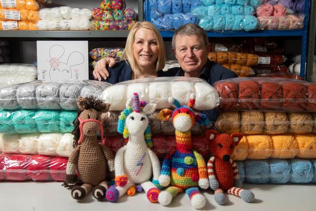 Lisa Dobbs set up Wee Woolly Wonderfuls when her son was born, taking a step back from her career as a mortgage advisor to create crochet kits part time. It has boomed - more than doubling its turnover in lockdown and with no sign of slowing since it was picked up by Amazon Handmade. Picture Bruce Rollinson