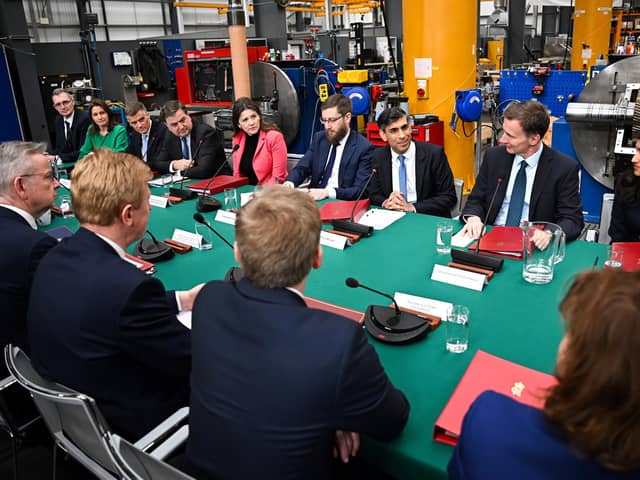 Prime Minister Rishi Sunak during a cabinet meeting at a factory in East Yorkshire. PIC: Paul Ellis/PA Wire