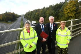 From left to right- East Riding of Yorkshire Council Principal Transport Policy Officer Katie Stork, Roads Minister Richard Holden, Haltemprice and Howden MP David Davis and East Riding of Yorkshire Council Leader Cllr Anne Handley at the A164 and A1