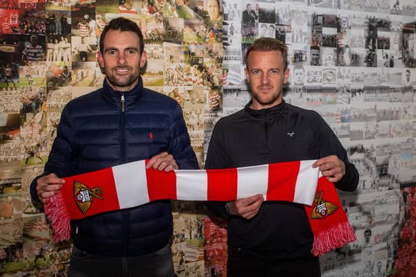 New Doncaster Rovers head coach Danny Schofield (left) with director of football operations James Coppinger (right). Picture: Heather King/Doncaster Rovers.