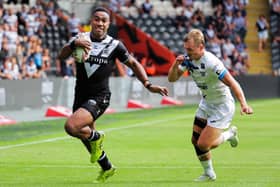 Picture by Alex Whitehead/SWpix.com. Hull FC’s Mitieli Vulikijapani runs in for a try.