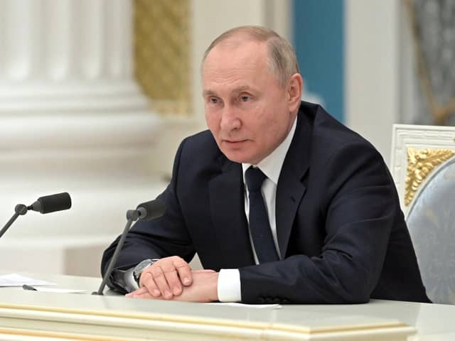 Russian President Vladimir Putin at the Kremlin in Moscow. PIC: ALEXEY NIKOLSKY/SPUTNIK/AFP via Getty Images
