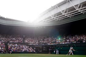 Carlos Alcaraz in action against Novak Djokovic during the men's singles final on day fourteen of Wimbledon. PIC: Adam Davy/PA Wire.