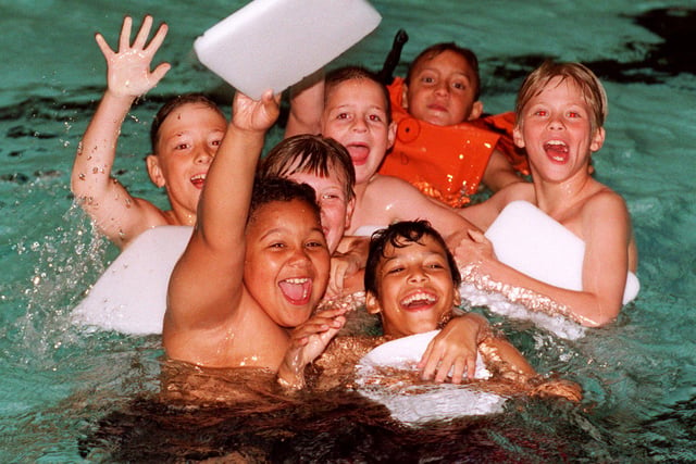 Children from Park Hill school enjoying swimming lessons at Ponds Forge, 1996
