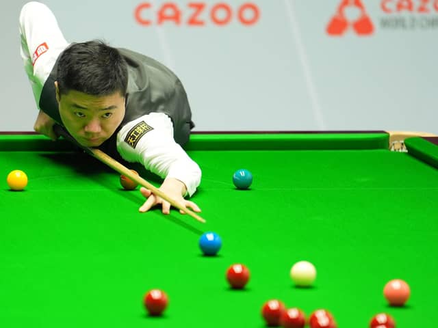 Ding Junhui in action against Jack Lisowski. Photo: Martin Rickett/PA Wire.