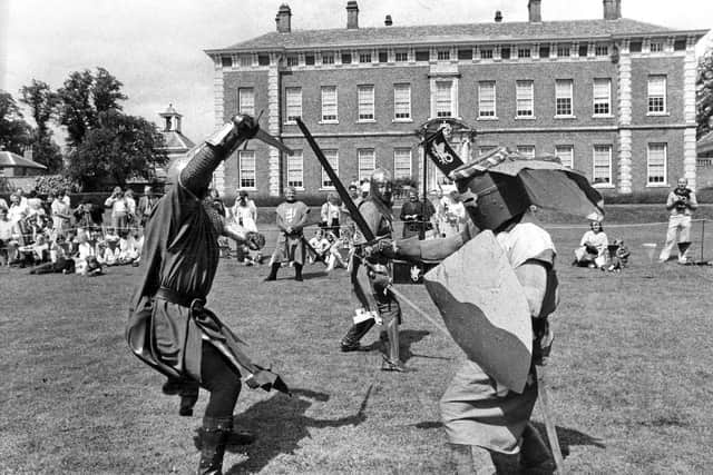 Beningbrough Hall Medieval Society in the grounds in July 1985