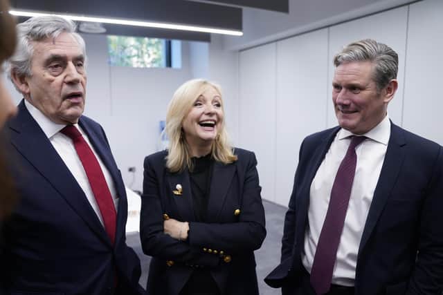 Labour leader Sir Keir Starmer (right), former Prime Minister Gordon Brown (left) and Mayor of West Yorkshire, Tracy Brabin, at Nexus, University of Leeds, in Yorkshire, to launch a report on constitutional change and political reform that would spread power, wealth and opportunity across the UK. PIC: PA Wire
