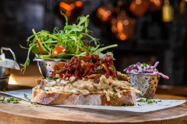 Rabbit, chorizo & Parmesan on toasted bruschetta, crisp parma ham, dresssed salad & fries. Picture By Yorkshire Post Photographer,  James Hardisty.
