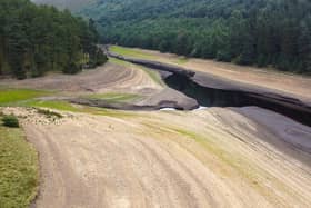 Low water levels are seen at Howden Reservoir, Peak District, after sustained high temperatures and low rainfall