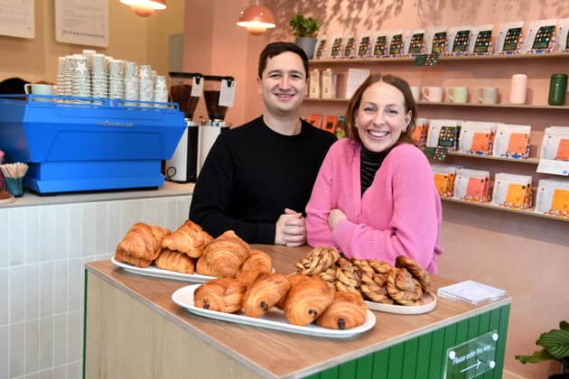 Holly and Alex Kragiopoulos in their new shop on Sovereign Street, in Leeds. Photograph by Gerard Binks.