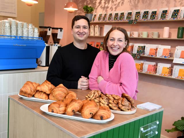 Holly and Alex Kragiopoulos in their new shop on Sovereign Street, in Leeds. Photograph by Gerard Binks.