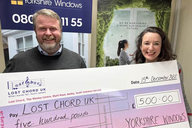Yorkshire Windows managing director Ian Chester with Lost Chord UK chief executive Clare Langan