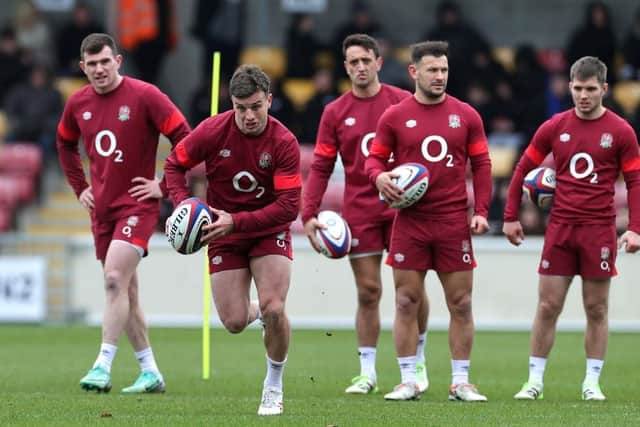 Eight thousand fans watched on in York as George Ford runs with the ball during the England training session (Picture: David Rogers/Getty Images)