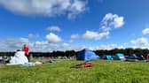 Screenshot taken from a video with permission from the social media site X, formerly Twitter, posted by @decomcfc of the campsite at Leeds Festival. Two stages at Leeds Festival have closed for the day due to high winds caused by Storm Lilian. Liam Gallagher is due to headline the music festival in Bramham Park on Friday evening, as Reading and Leeds Festivals get under way for three days of music over the Bank Holiday weekend. Picture date: Friday August 23, 2024. @decomcfc/PA Wire