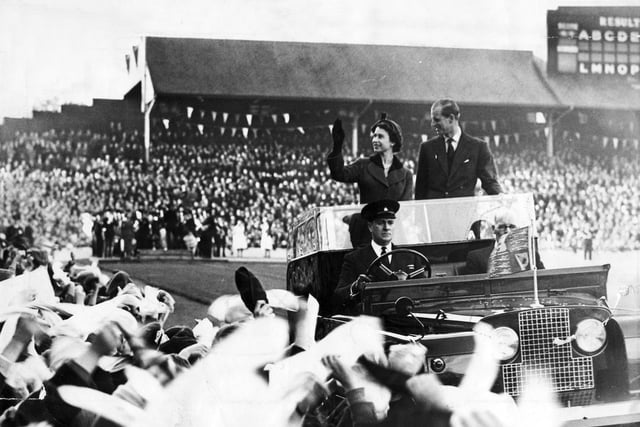 Queen Elizabeth II and Prince Charles Visit to Hillsborough in Sheffield on 27th October 1954.