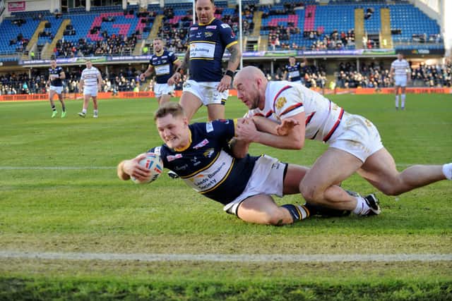 James McDonnell marked his first appearance for Leeds Rhinos with a try. (Picture by Steve Riding)