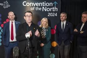 Left to right Jamie Driscoll Mayor North of Tyne, Andy Burnham Mayor of Greater Manchester,Tracy Brabin Mayor of West Yorkshire, Oliver Coppard Mayor of South Yorkshire, Steve Rotheram Mayor of the Liverpool City Region during a press conference at the Convention of the North. Picture: Danny Lawson/PA Wire