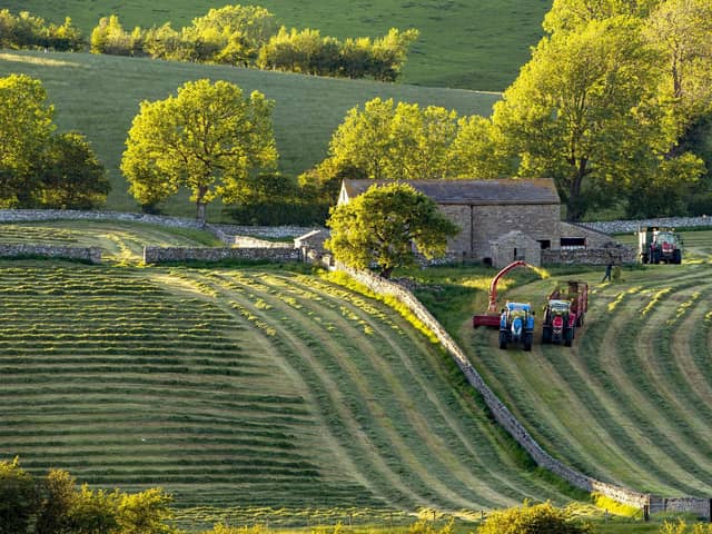 Farmers make the most of the warm weather making hay in the late evening sunshine last year. PIC: Tony Johnson