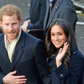 Prince Harry and Meghan Markle in Nottingham. Picture: PA.