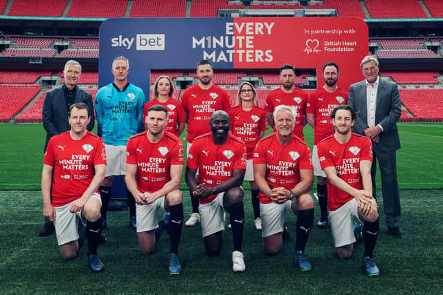 Some familiar faces in the Re-Starting 11 as part of the British Heart Foundation and SkyBet initiative Every Minute Matters.