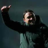 Leeds United manager Daniel Farke gives a thumbs-up to the fans at the end of the Emirates FA Cup fourth round replay match at Home Park, Plymouth. Picture: Adam Davy/PA Wire.