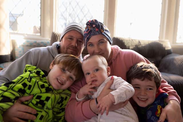 Hayley with partner Luke and children Sonny, Rory and Louie.