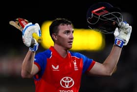 MAN OF THE MOMENT: England's Harry Brook after his superb innings of 114 not out against Sri Lanka at the Utilita Bowl on Tuesday night. Picture: John Walton/PA