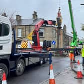 The Oakenshaw cross, which is a 18th century memorial to the wife physican Richard Richardson, was removed in March 2022 after it was deemed a risk following a HGV hitting and damaging the base.