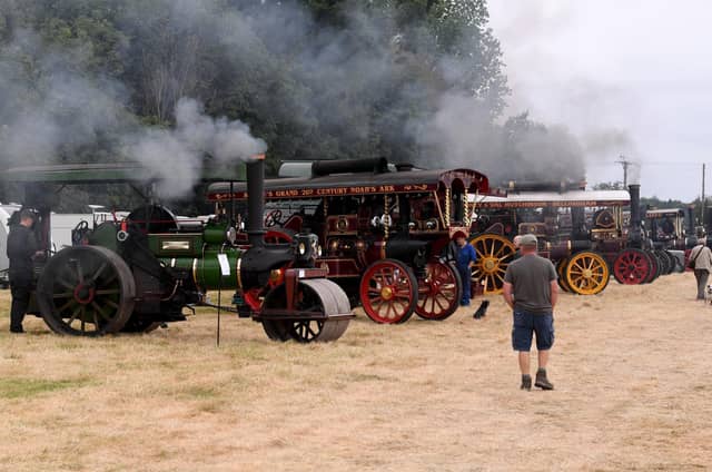 Traction engines line the showground as the 59th Masham Steam Engine & Fair Organ Rally gets underway over the weekend