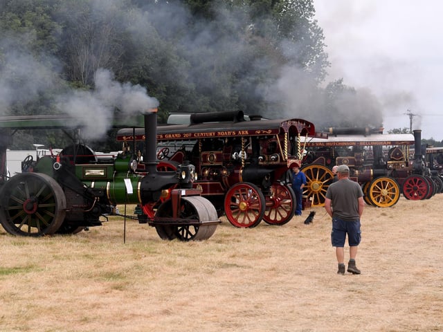 Traction engines line the showground as the 59th Masham Steam Engine & Fair Organ Rally gets underway over the weekend